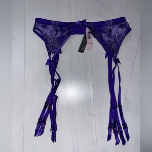 Victoria's Secret Garter Belt Lingerie Red Rhinestone Bling XXS Small